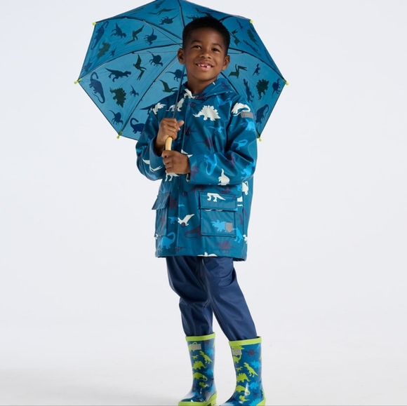 *NWOT* Hatley Boys Real Dinosaurs Color-Changing Button Up Raincoat - Picture 4 of 13
